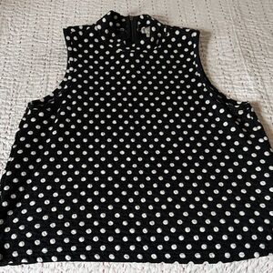 Anthropologie Postmark Black and White Polka Dot Tank Top Size M